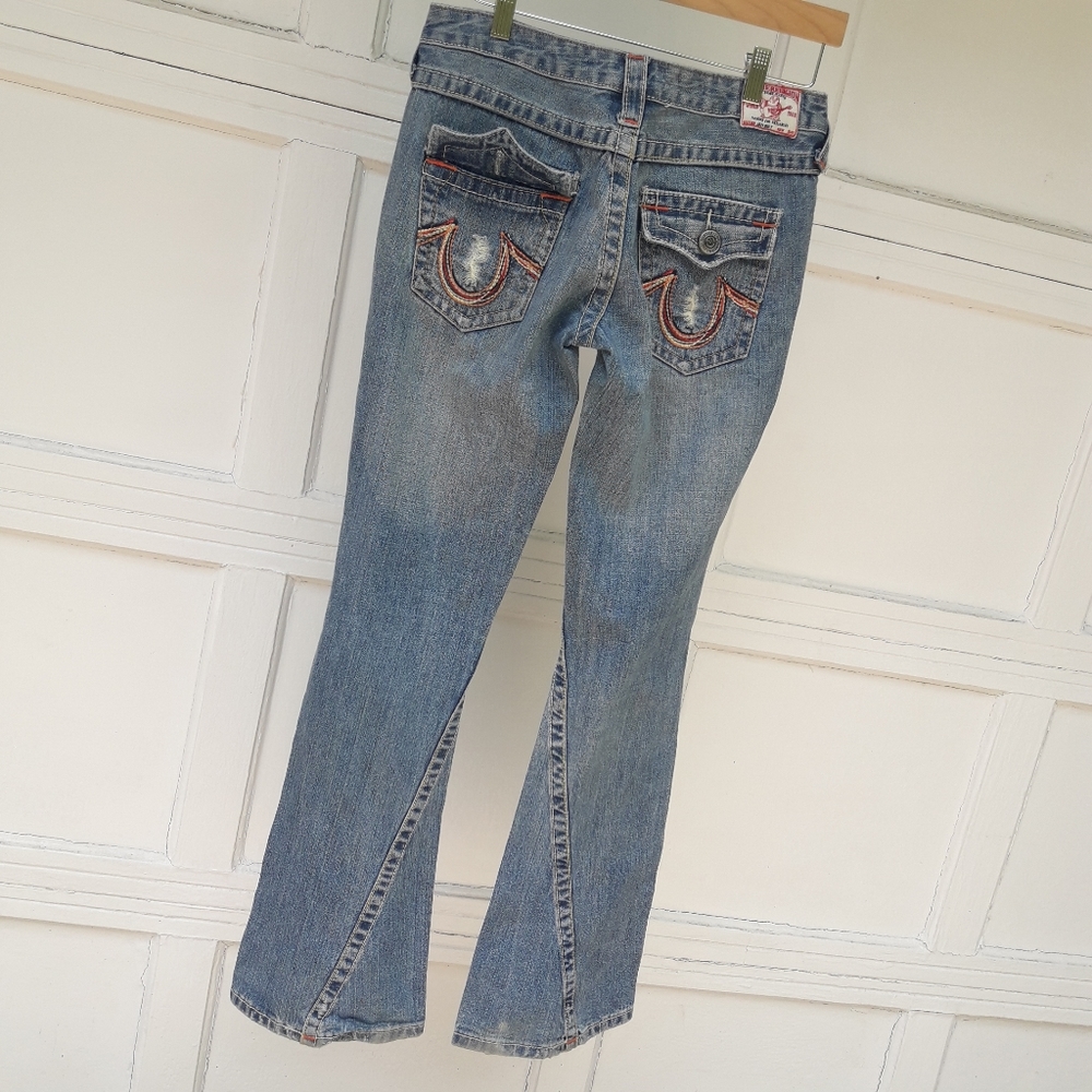 Vintage True Religion Jeans Rainbow Embroidered Bell Bottom All Cotton Flared 28 - Picture 16 of 16